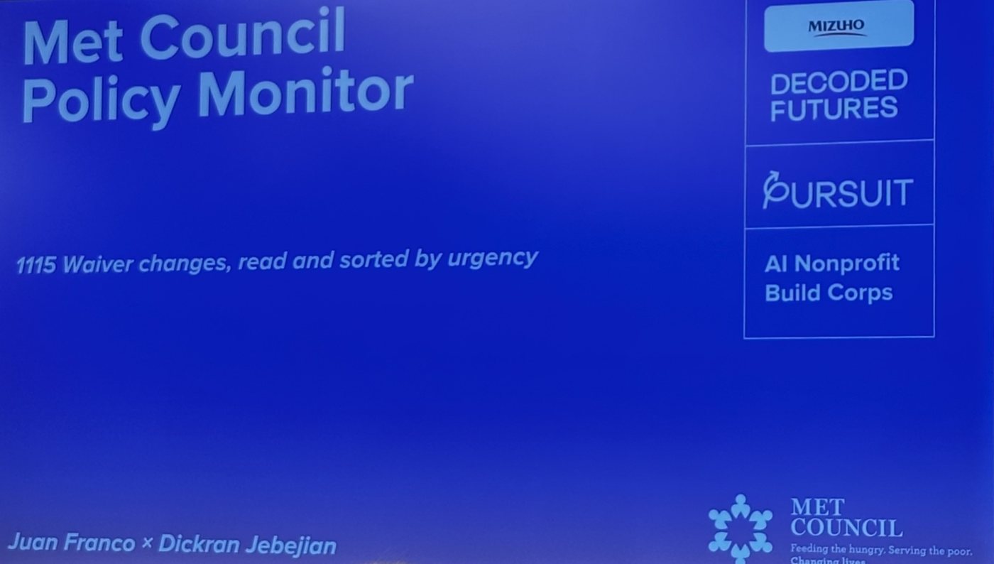 A fellow project on screen: Met Council Policy Monitor