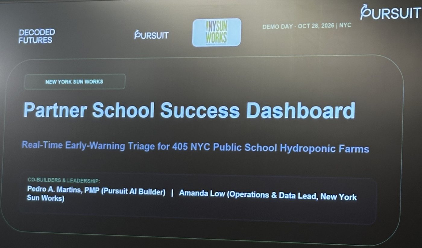 A fellow project on screen: Partner School Success Dashboard