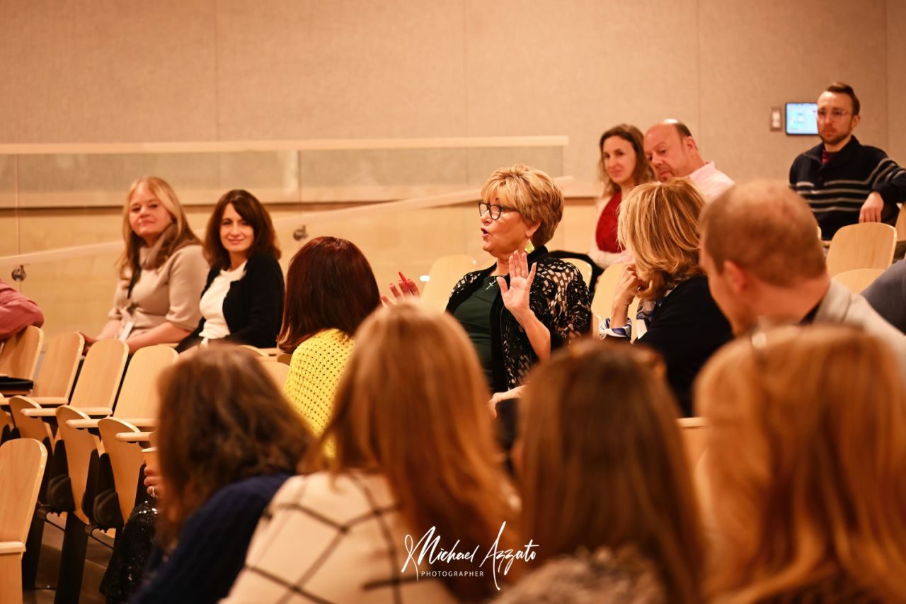 An attendee asking a question